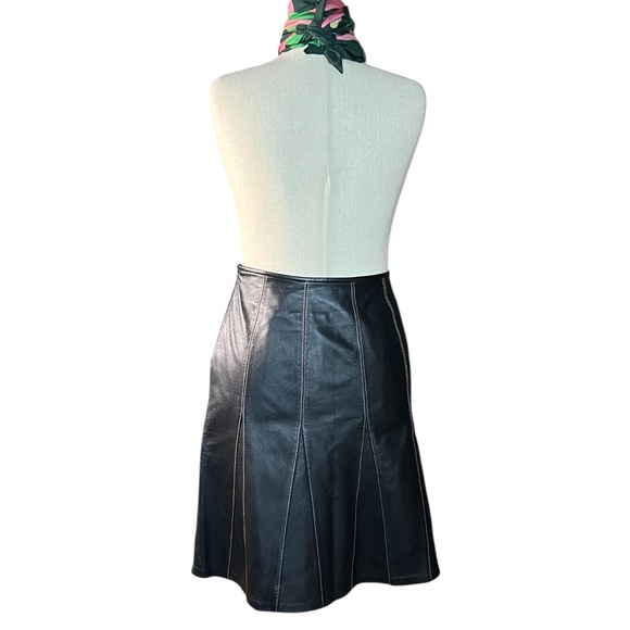 VINTAGE METROSTYLE Black Leather Flared Gored
A-line Fully Lined Goth Skirt 10 - Picture 8 of 12